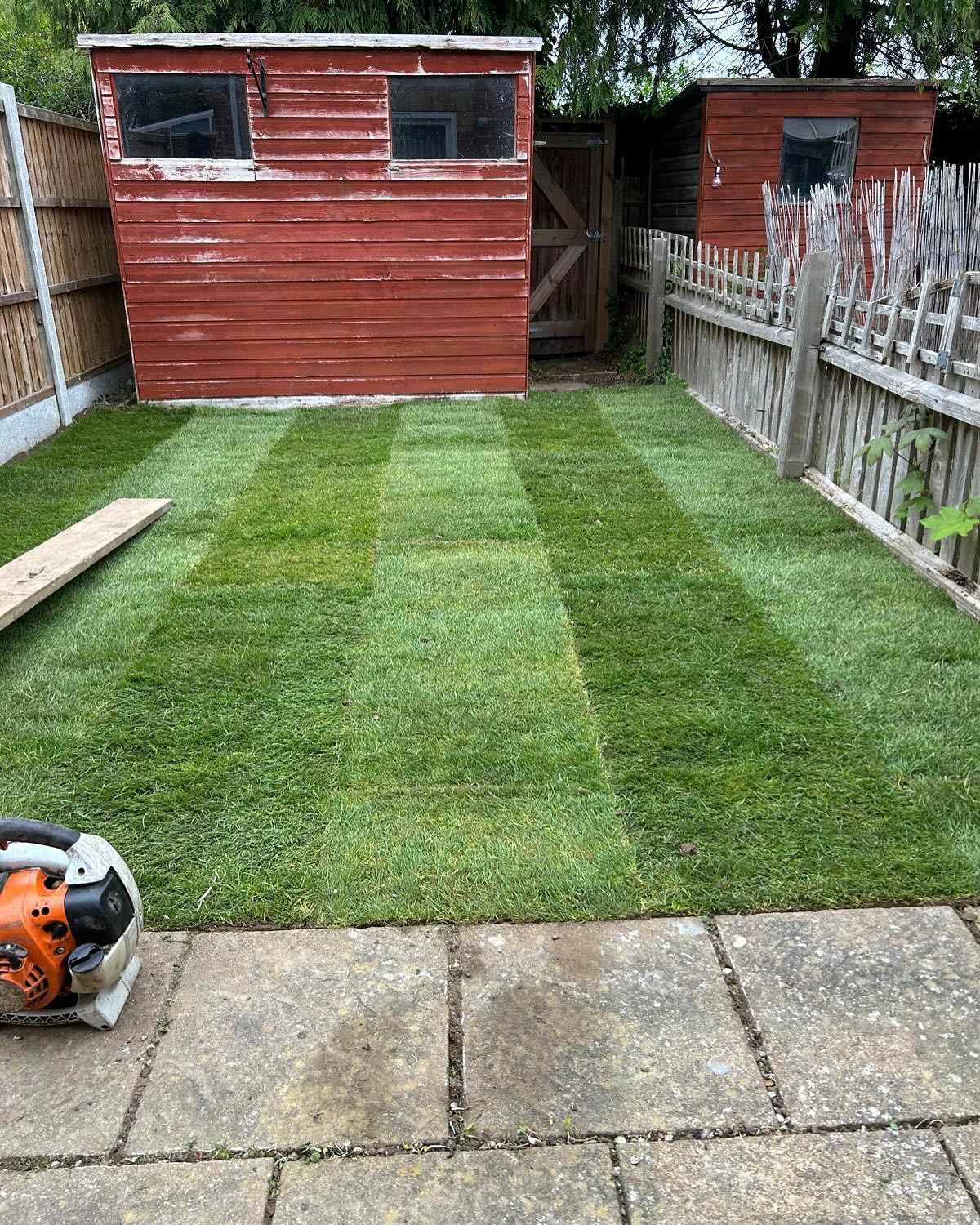 Lawn after new turf placed